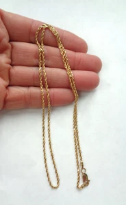 Vintage N/C Solid 14K Yellow Gold Rope Link 20" Necklace 5.1g No Scrap - Picture 1 of 7