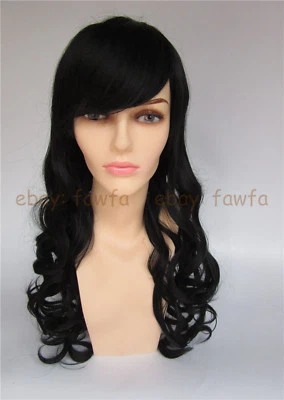 Lo último Peluca Negra Larga Onda Rizada Peluca Sintética Peluca Completa Niña Mujeres Juegos con disfraces Foto 1 de 3