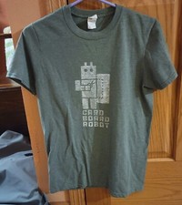 Gildan, Adult Size Small, Medium Heather Green T-Shirt with Card Board Robot