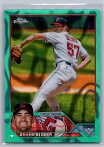 2023 Topps Chrome #118 Shane Bieber /199 Aqua Lava  - Picture 1 of 2