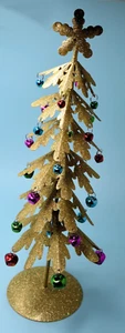 16" golden metal Christmas tree tabletop decor - Picture 1 of 2