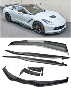 For 14-19 Corvette C7 Z06 STAGE 3 Front Lip Winglets Side Skirts & Rear Spoiler - Picture 1 of 12