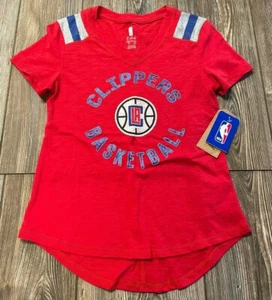 NWT Girls Los Angeles Clippers Cute Red Short Sleeve V-Neck Logo Shirt Med 10/12 - Picture 1 of 3