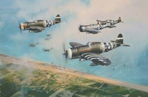 Hell Hawks over Utah, Robert Taylor aviation art signed by D-Day Fighter Pilots