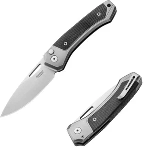 LionSTEEL Twain Folding Knife 3.13" CPM MagnaCut Steel Blade Titanium/G10 Handle - Picture 1 of 8