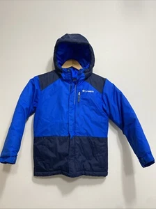 Columbia Boys Size Small (8) Blue Hooded Snow Puffer Zipper Jacket Nylon Warm - Picture 1 of 11