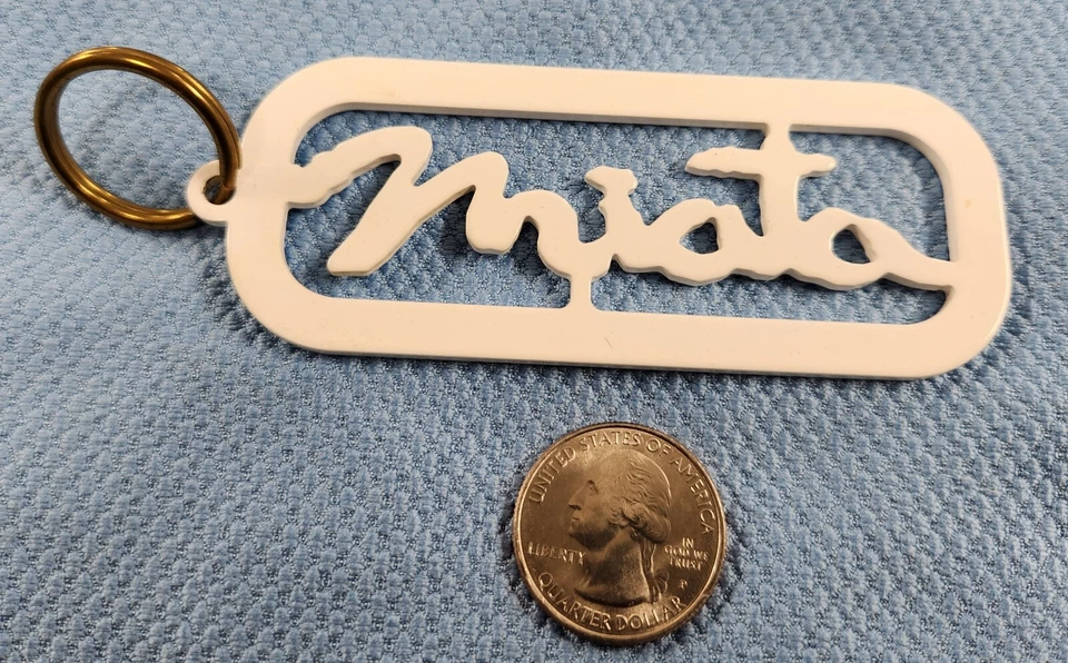 Mazda Eunos MX-5 White "MIATA " Aluminum CNC Keychain - COLLECTORS - Image 1 of 1