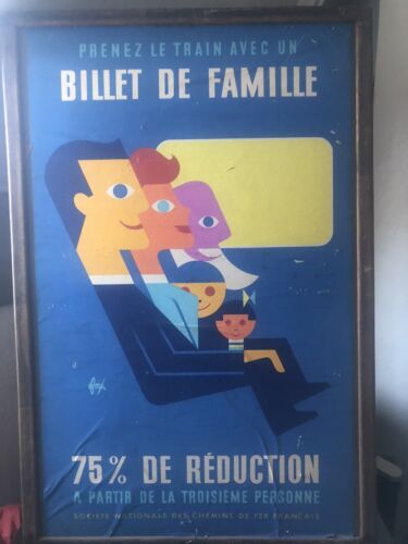 Foré  affiche SNCF 1962 "Billet  de  famille". Etat moyen. 
