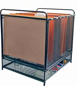 Mesh Desktop Hanging File Organizer with Drawer,Office Supplies and Black - Picture 1 of 8