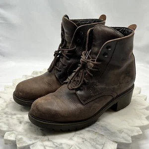 Havana Joe Woman’s Boots Sz 40 Lace Up Distressed brown Leather Heels Round Toe - Picture 1 of 20