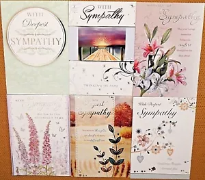 Pack of 6 Sympathy Cards Condolence Mourning Bereavement Sorry for your Loss /s4 - Picture 1 of 12