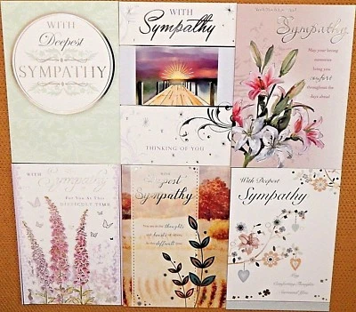Pack of 6 Sympathy Cards Condolence Mourning Bereavement Sorry for your Loss /s4 - Image 1 of 4