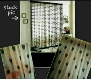 Durable Heart-Embroidered Window Covering Room Divider Door Panel Black 3 - Picture 1 of 6