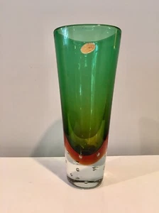 Seguso Dalla Venezia Murano Italy Controlled Bubble Sommerso Vase w Label - Picture 1 of 7