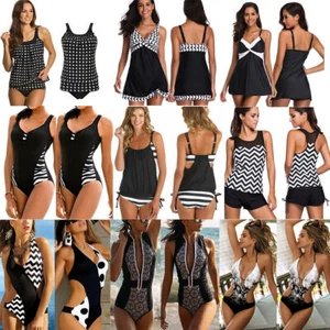 Women Summer Swimsuit Tummy Control Swimwear Bikini Swimming Costume Plus Size - Picture 1 of 23
