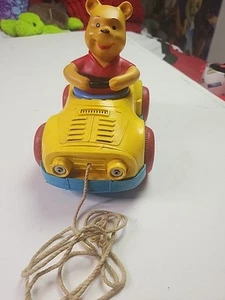Old Vintage Kohner Walt Disney Winnie Pooh Pull Car Working Condition 1973 - Picture 1 of 9