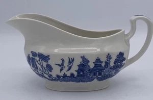 Bote de salsa Churchill Blue Willow Gravy hecho en Japón - Imagen 1 de 8