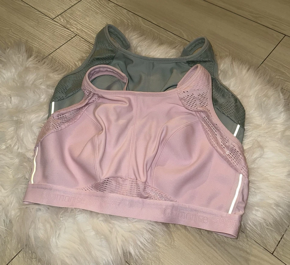 2 Sujetadores deportivos Glamorise Sport 1068 sin malla para sudor sin cables sin forro para mujer 38DD Foto 1 de 4