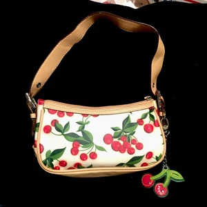 XOXO Y2K CHERRIES Colorful Purse Mini Bag With Buckle Strap and Cherry Chain Fob - Picture 1 of 15