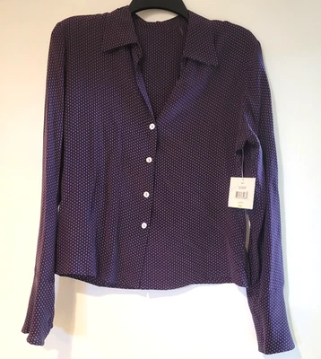 Blusa TahariThree Manga Larga Campana Seda Color "Uva" Púrpura Talla 8 Nueva con Etiquetas Foto 1 de 4