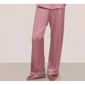 Lilysilk Pyjamaunterteil rosa 100 % Maulbeerseide elastischer Bund Kordelzug PJs Lux - Bild 1 von 7