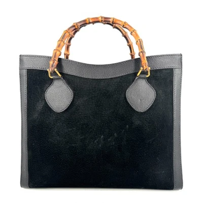 GUCCI Bamboo Diana Hand Bag Suede Black 002 2853 0260 0 Auth - Image 1 of 4