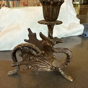 Victorian Gold Gilt Bronze Dragon/Wyvern/Serpent/Griffin/Gryphon Candlestick - Picture 1 of 10