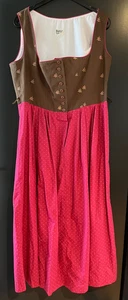 Costume tradizionale da donna Dirndl senza maniche marrone, rosa circa taglia 46 di Distler - Foto 1 di 2