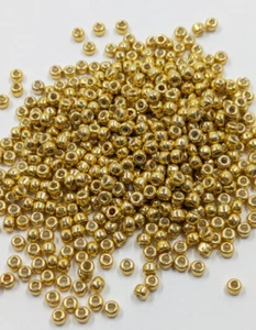 Perline Vetro Vintage TOHO Giappone Oro Metallizzato Permanente Zincato 8/0 C33-107 - Foto 1 di 4