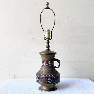 Japanese Brass and Enamel Champleve Table Lamp - Picture 1 of 10