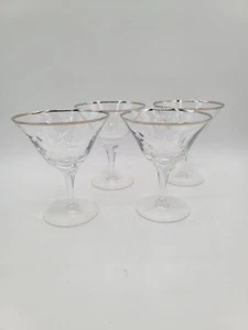 Fostoria Braut Belle Martini geätzter Kristall Platinrand 4,75" 4er Set - Bild 1 von 12