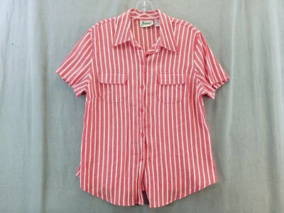 Camisa Joanna Mujer L Rojo Naranja Blusa Manga Corta Bolsillos Abotonados Damas Foto 1 de 4