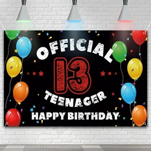 13th Birthday Backdrop Banner Official Teenager Birthday Party Decorations Ph... - Picture 1 of 7