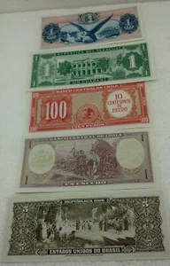 Lot 5 knackige unzirkulierte Banknoten Brasilien, Chile, Paraguay, Kolumbien NM  - Bild 1 von 5