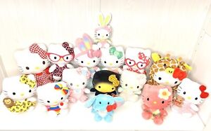 Hello Kitty Plush TY Beanie Babies 6" Stuffed Animals Lot of 15 Sanrio