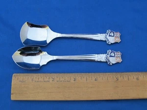 DOS CUCHARAS DE AZÚCAR/CONDIMENTO DE RECUERDO ESMALTE GRAN BRITÁNICA-BILCROMO Sheffield - Imagen 1 de 7