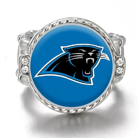 Carolina Panthers Silver Women's Crystal Accent Football Ring w Gift Pkg D12 Cover