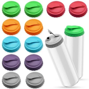 12Pcs Soda Can Cover Lids Reusable Can Lid Can Protector Silicone Can Toppers... - Picture 1 of 7