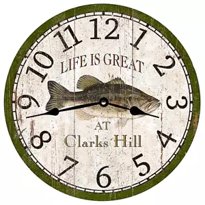 Fishing clock- Personalized Bass Fishing Clock- Fisherman Gift - Picture 1 of 3