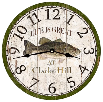 Fishing clock- Personalized Bass Fishing Clock- Fisherman Gift - Image 1 of 3