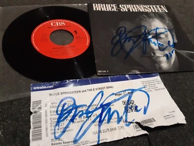 BRUCE SPRINGSTEEN autograph ticket concert SAN SEBASTIEN 2025 & VINYL 45T rare - Photo 1/4