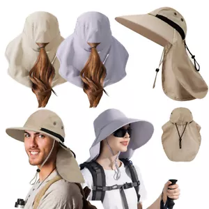Hombres Mujeres Boonie Sombrero Cuello Cubierta Solapa Ala Ancha Pesca Senderismo Gorra Protección UV - Imagen 1 de 10