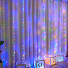 300 LED Outdoor Solar Curtain Fairy String Lights Hanging Patio Window Garden UK