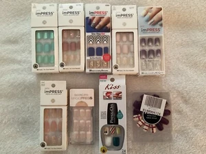 KISS IMPRESS PRESS ON NAIL LOT~6 SHORT SQUOVAL~1 MED~1 DASHING DIVA~1 DIFFERENT - Picture 1 of 1