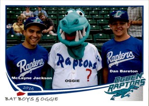 2016 Ogden Raptors Grandstand #35 McLayne Jackson Oggie MASCOT Dan Bareton Card