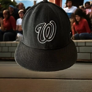 Gorra New Era 59Fifty de lana negra vintage de los Washington Nationals talla 7 1/8 - Imagen 1 de 10