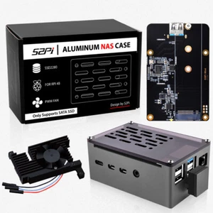 Raspberry Pi 4 Model B Aluminiowa obudowa z płytką adaptera M.2 SATA SSD +3510 wentylator - Zdjęcie 1 z 10
