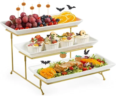 Tier Serving Stand Trays Collapsible Large 3 Sturdier Rack 3 Halloween Party - Image 1 of 4