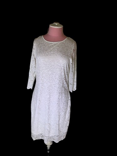 VETEMENTS Abito a tubino in pizzo bianco Accidentally In Love taglia 11. RN 58539