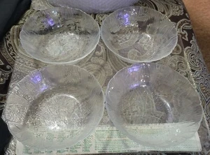 Arcoroc Canterbury Crocus Clear Glass 6-1/4" Cereal Salad Bowls Set of 4 - Picture 1 of 3